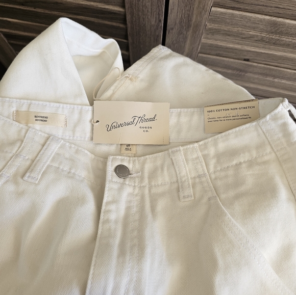 NWT white cargo pockets jeans ankle size S 4 regular 100% cotton - Picture 3 of 4